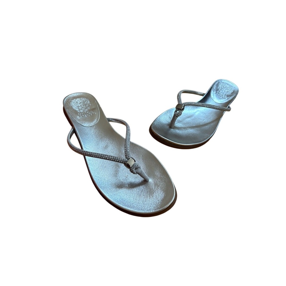 Vince Camuto Metallic Silver T-Strap Thong Sandals